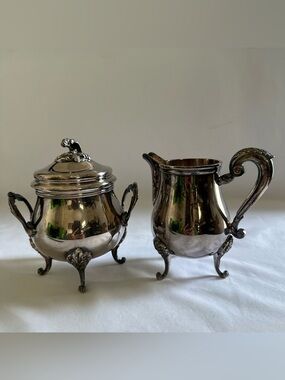 French Christofle Silver-Plated Sugar Bowl and Creamer Set